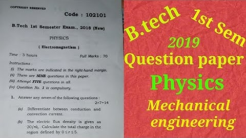Question paper of b.tech//physics//mechanical//1st semester//Aku