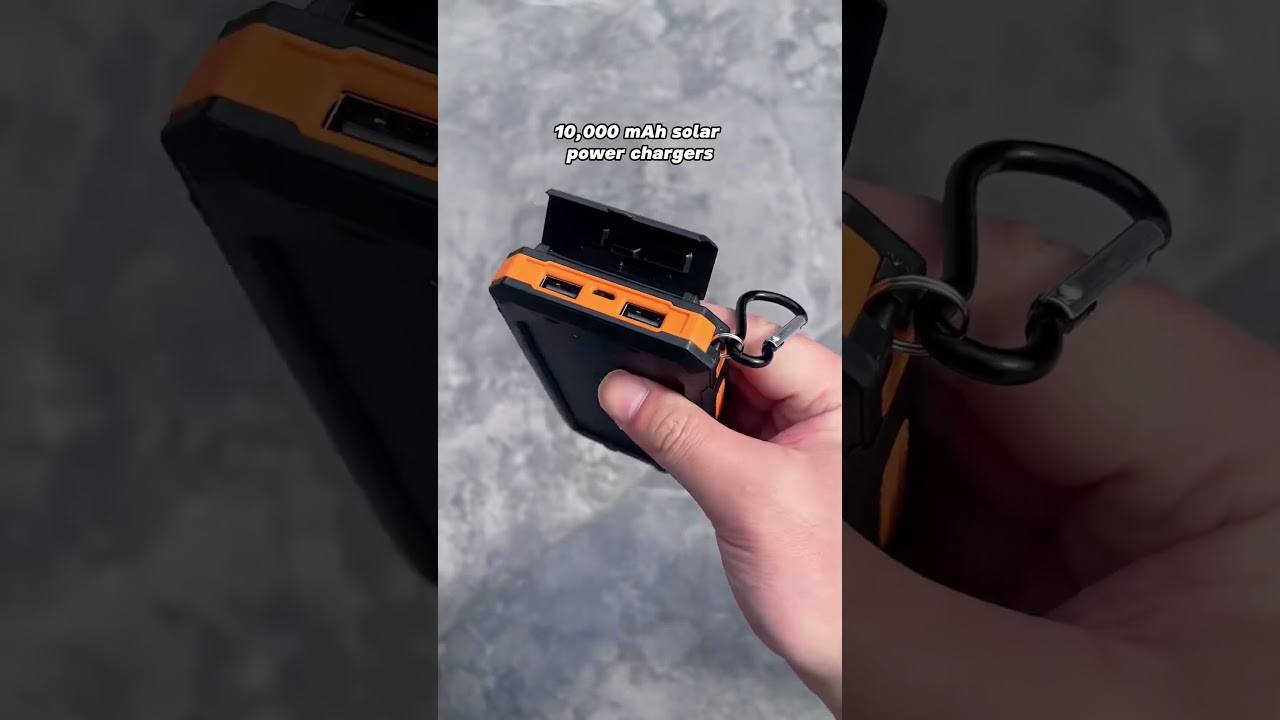 Portable Solar Power Bank with Flashlight & Compass 