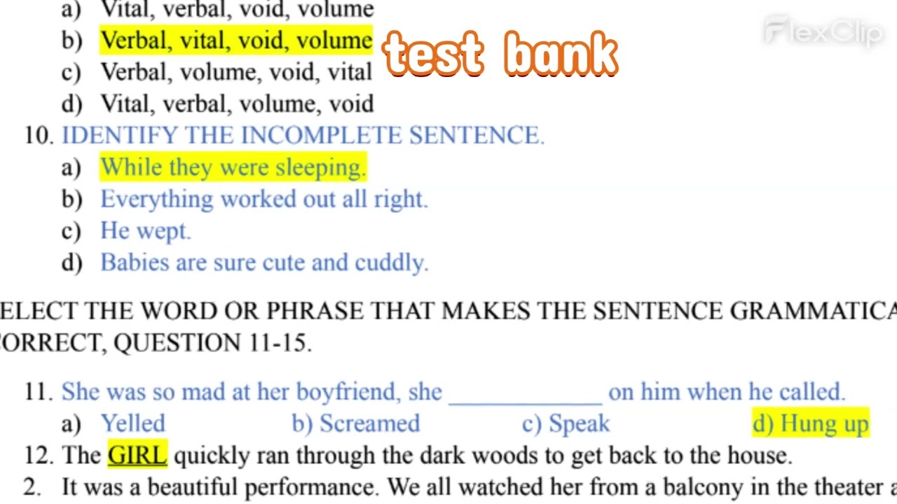 HESI A2 GRAMMAR V1 ( 2021 LATEST UPDATE WITH A GRADING OF AN A+ )