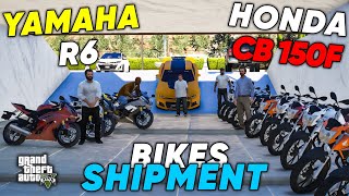 MICHAEL BROUGHT SHIPMENT OF YAMAHA R6 & HONDA CB150F | GTA 5 | Real Life Mods #512 | URDU |