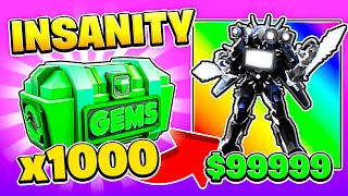 Opening 1,000 GEM CRATES In Skibidi Tower Defense (INSANITY)