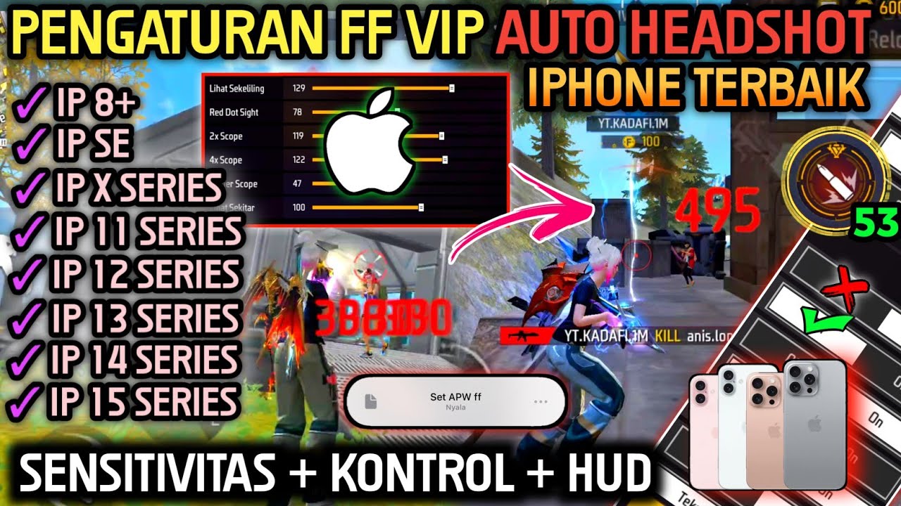 PENGATURAN FF AUTO HEADSHOT HP IPHONE TERBAIK ⚙️📲 SENSITIVITAS FF AUTO HEADSHOT 2024