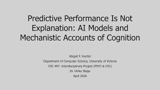 Predictive Performance Is Not Explanation: AI Models and Mechanistic Accounts of Cognition