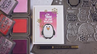Snow in Love with a Blended Background | Simons January Card Kit