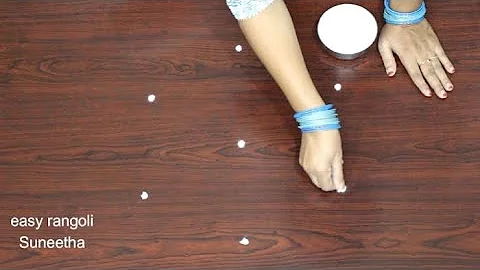Simple rangoli Art designs🌸easy muggulu with 3 dots🌸Beautiful Lotus kolam🌸Apartment muggulu