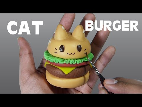 Making Cat Burger 🐱​🍔​ ✔️ Polymer Clay Tutorial