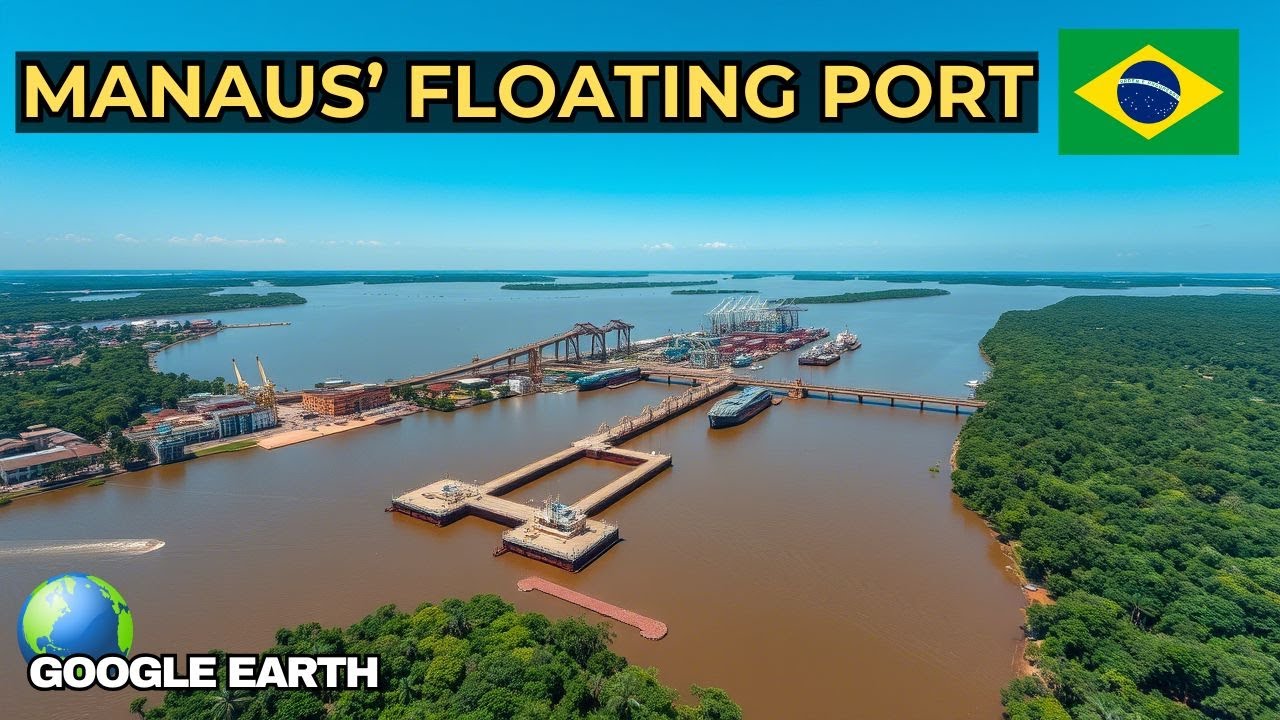 Flying Over Porto Público de Manaus: Amazon’s Floating Hub! 🚢✈️