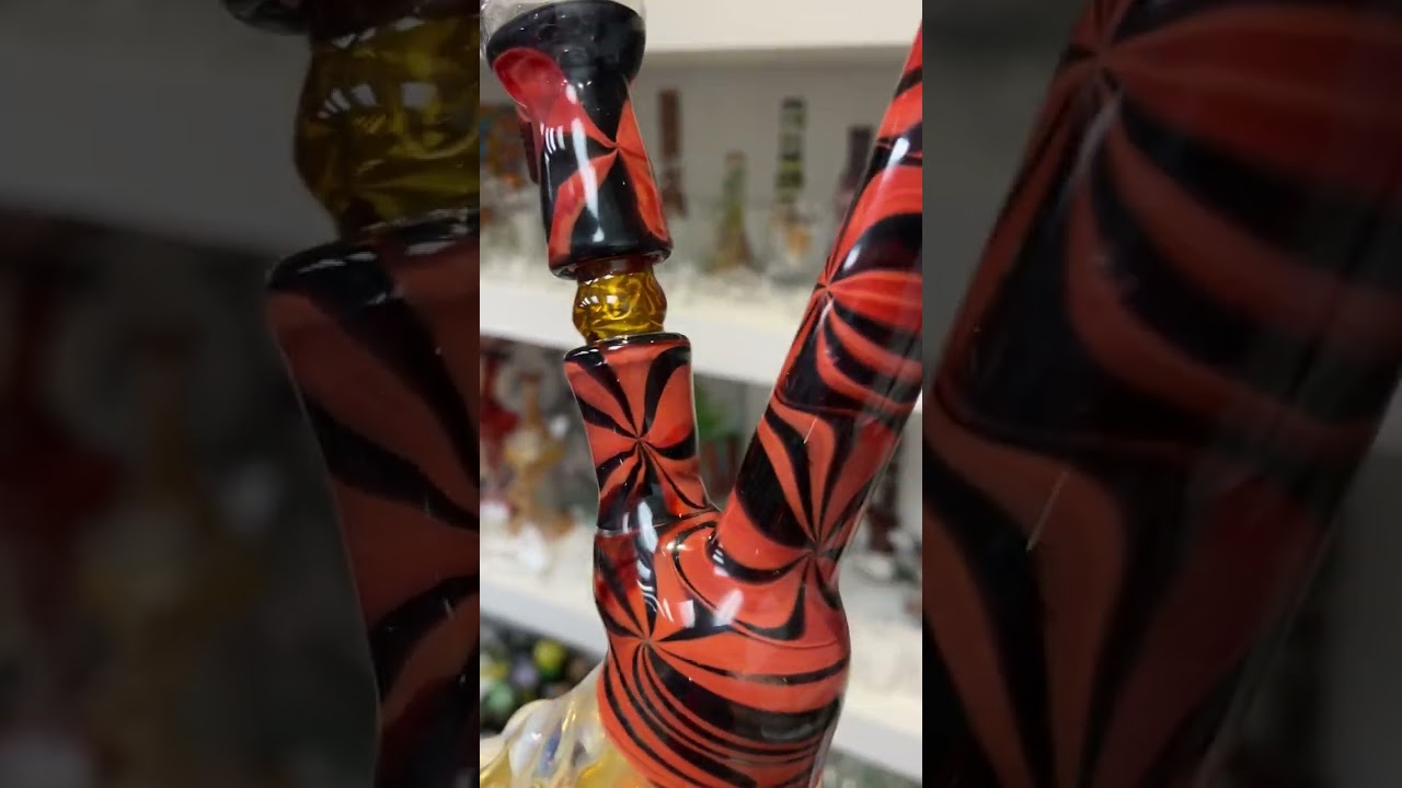 Red Linework mini milker made in USA by Gnosy Glass