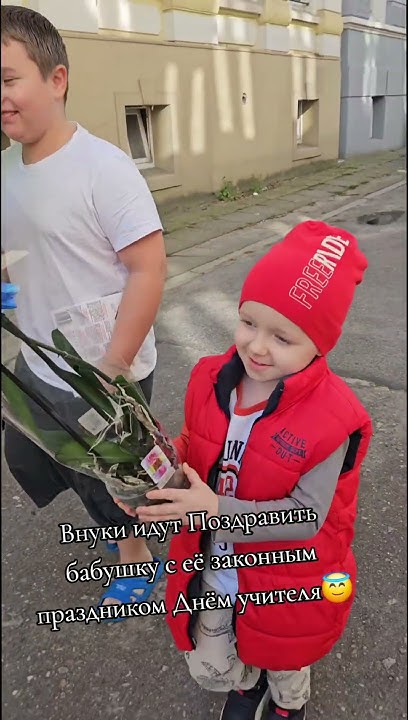 Внуки идут поздравить свою бабушку с Днём учителя . #семейныйканал # ...