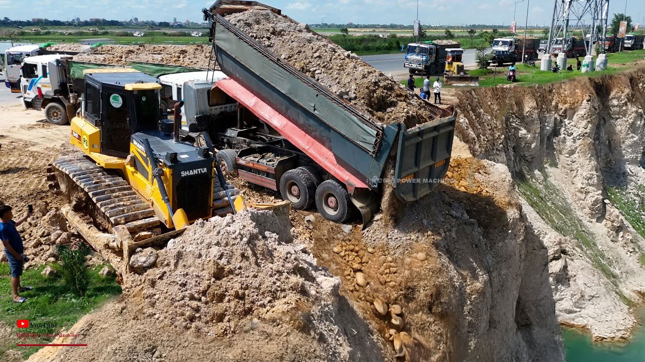 Finest Activities Starting Heavy Equipment Landfill Creating With Group Trucks 25t & Dozer SHANTUI