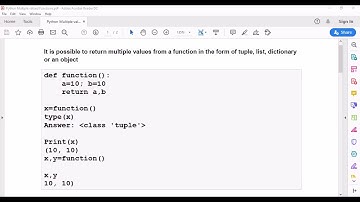 Python Functions- Return Multiple values as Tuple List Dictionary..