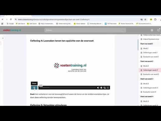 Zo ziet de online training metatarsalgie eruit