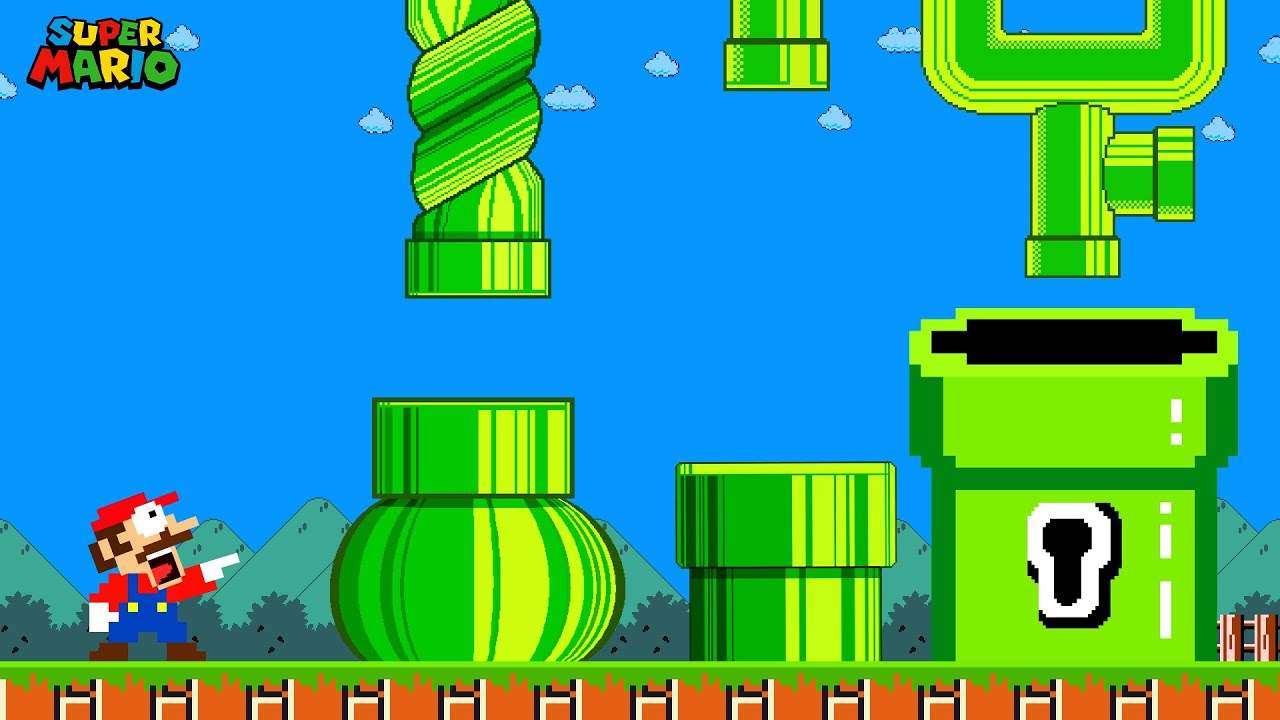 Super Mario Bros. but Mario DON’T FALL into The Weird Custom Pipe
