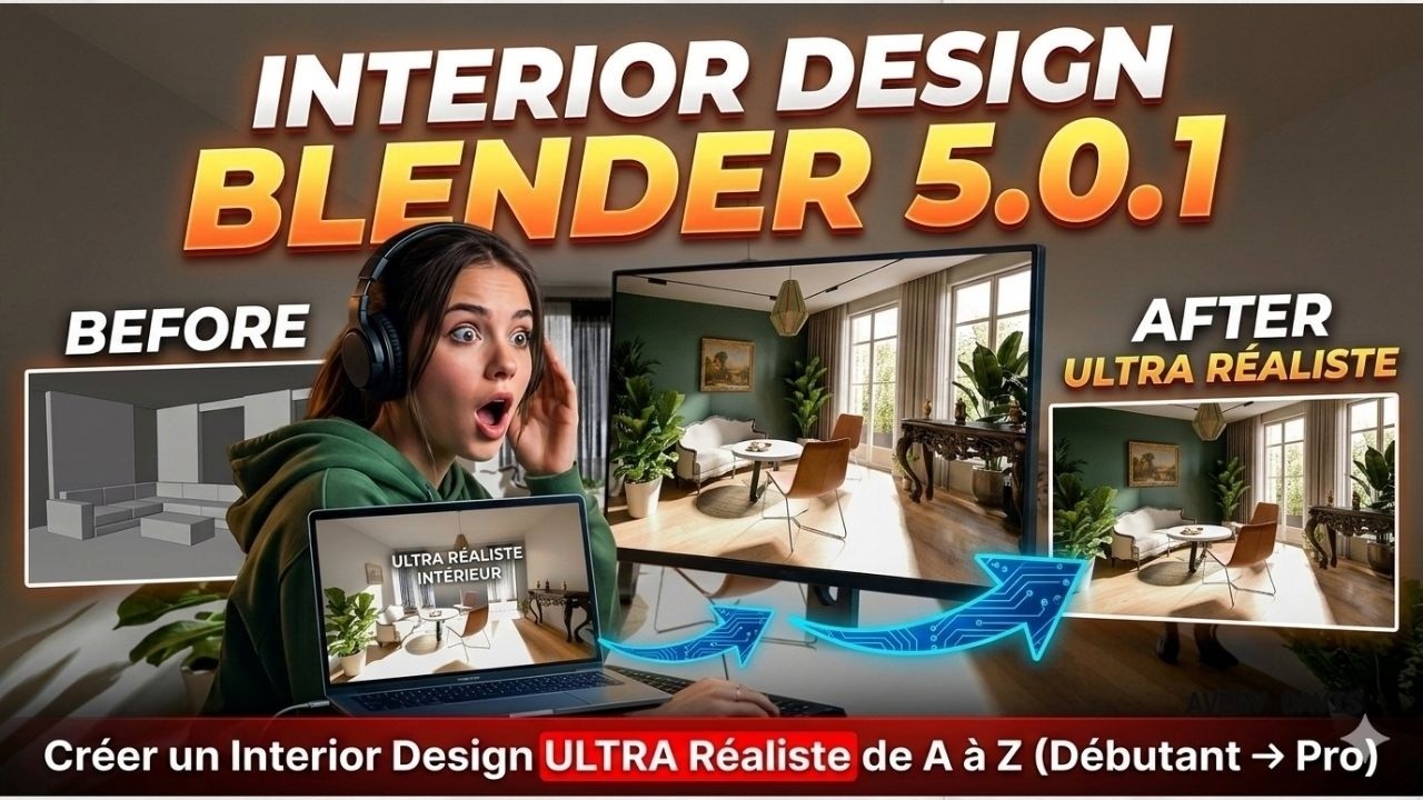 😱 Comment Créer un Interior Design INCROYABLE dans Blender 5 0 1 ...