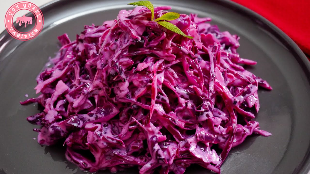 Mor Lahana Mezesi 👌 Yoğurtlu Mor Lahana Salatası Nasıl Yapılır? Nefis Yemek Tarifleri