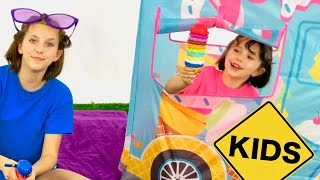 Pretend Play Ice Cream Truck and colorful sand with Sign Post Kids!