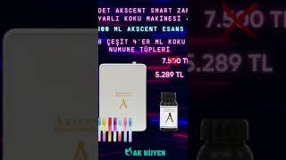 Akscent Smart Koku Makinesi Ve 300 Ml Akscent Esans Ve 8 Çeşit 4Er Ml Koku Deneme Tüpleri Set 5289Tl