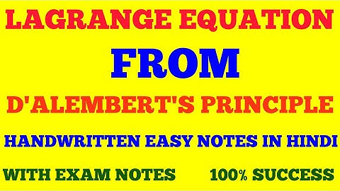 LAGRANGE EQUATION FROM D