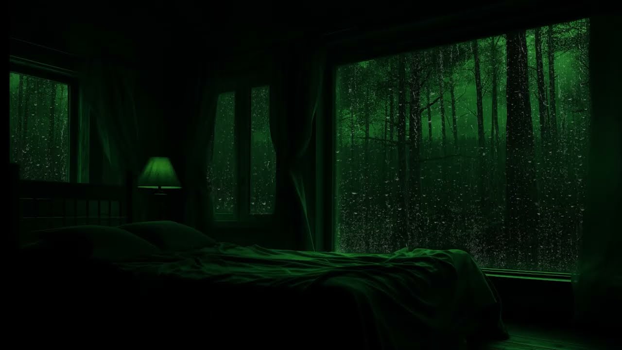 Peaceful Forest Window Rain at Night | Calming Drizzle Sounds for Deep Rest and Anxiety Relief