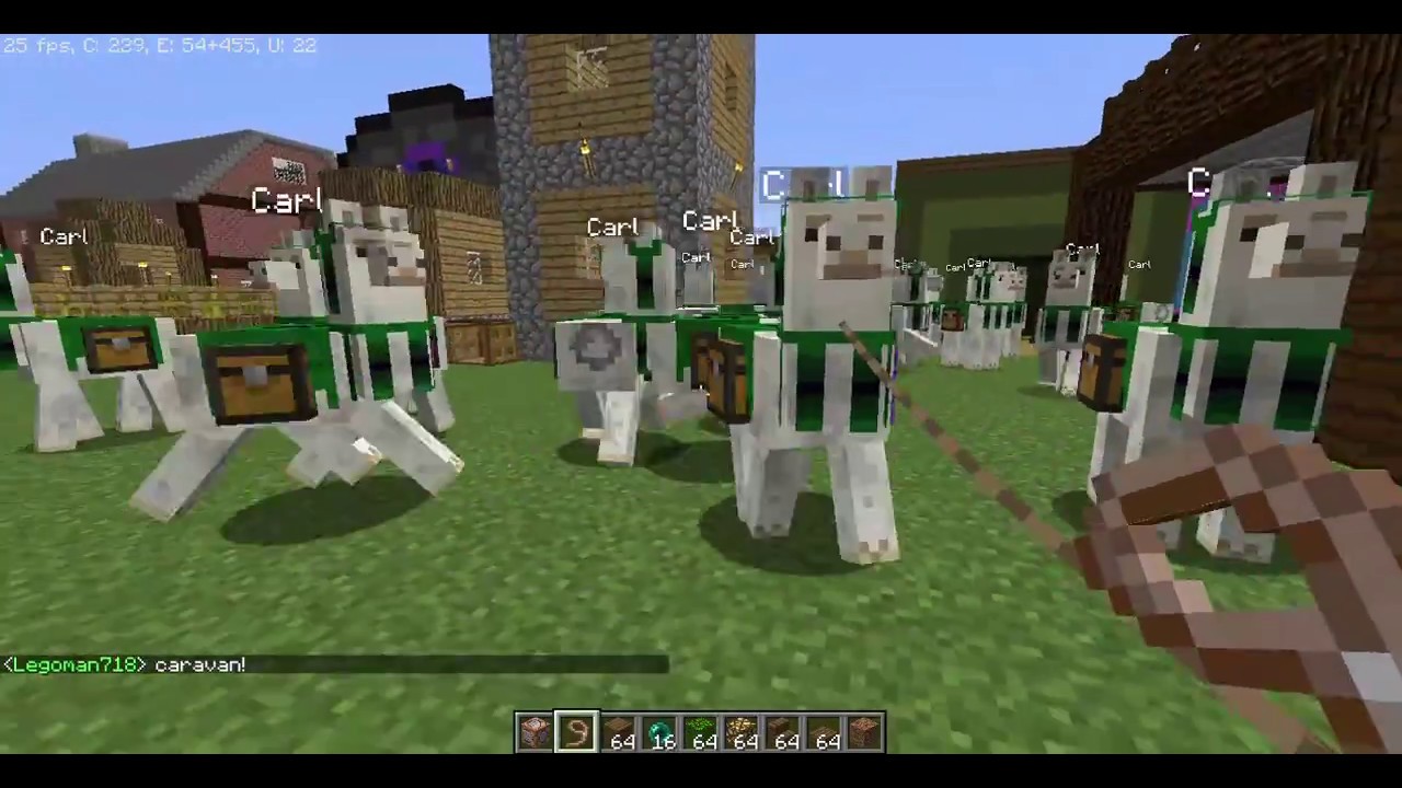 making a llama house...and spawning loads of llamas Minecraft