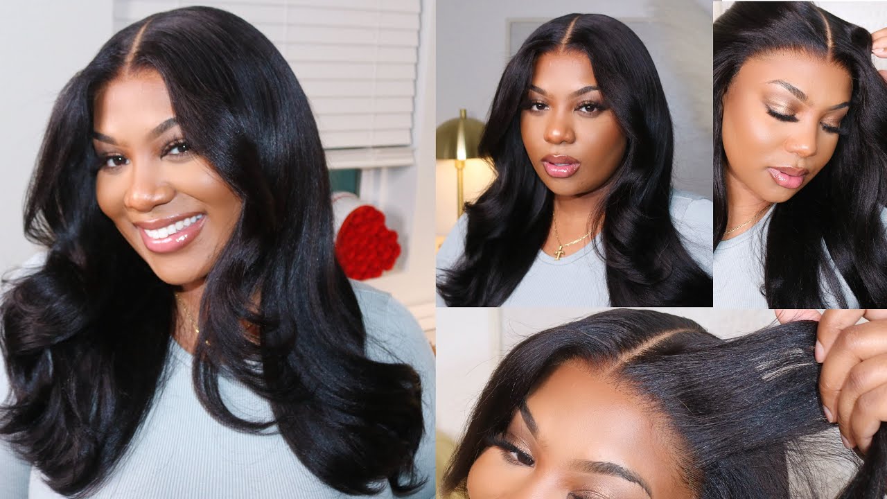 Укладка гладкого прямого парика Yaki с глубоким пробором! Реалистичная застежка 7x5 от Klaiyihair.