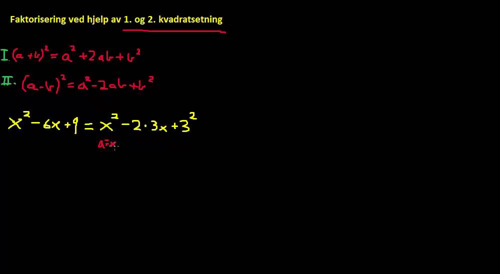 Faktorisering ved hjelp av 1. og 2. kvadratsetning