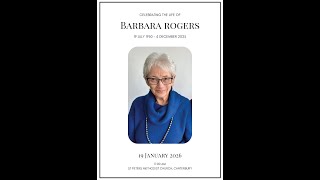 CELEBRATING THE LIFE OF BARBARA ROGERS on 19th JANUARY 2026