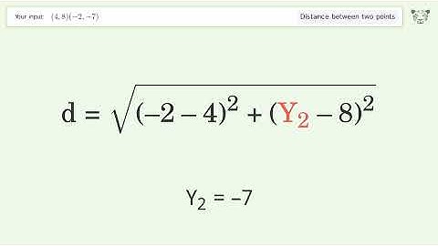 Find the distance between two points p1 (4,8) and p2 (-2,-7): Step-by-Step Video Solution