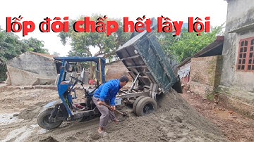 Hai xe công nông chở cát sa lầy || Máy xúc múc cát || ô tô tải ben đổ cát