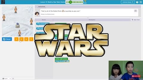How to Code STAR WARS in Code.org: Course E Lesson 13: Build a Star Wars Game Puzzle 2-4