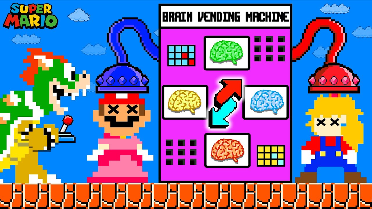 What if Mario and Peach SWAP BRAINS in the Vending Machine | Game Animation