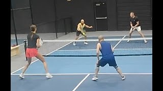 Pro Volleyball Player Plays Pickleball. Layne and Long vs. Mac and PJ. Game 1 of 2.
