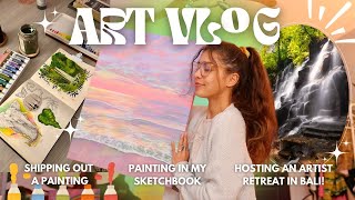 Art Vlog ✿ Hosting An Artist Retreat, Shipping A Large Painting &amp; Setting Up A New Coffee Station