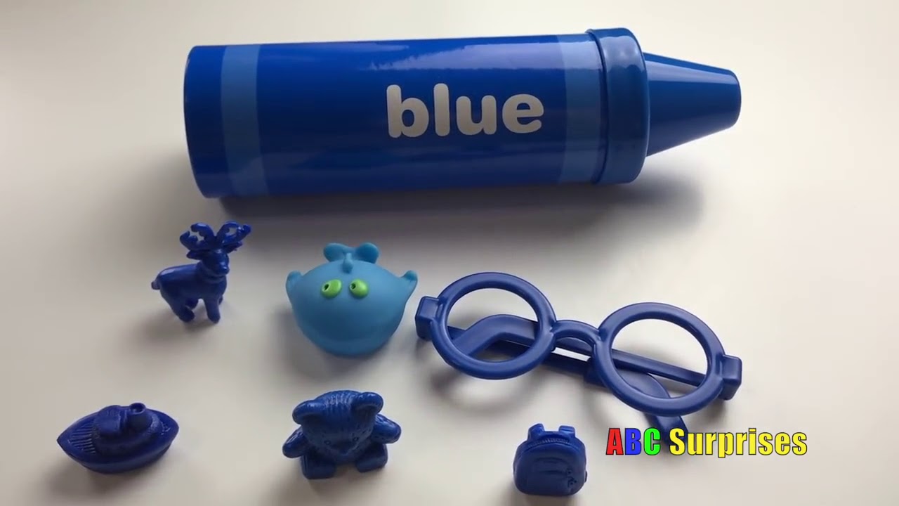 Learn Colors with GIANT Rainbow Crayola Crayon Pencils & Surprise Toys