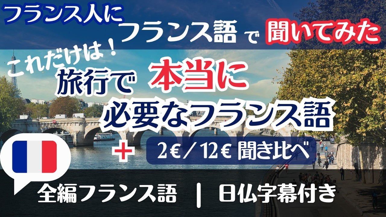 フランス語会話 🇫🇷 旅行で本当に必要なフランス語 + 2€/12€ ?【日仏