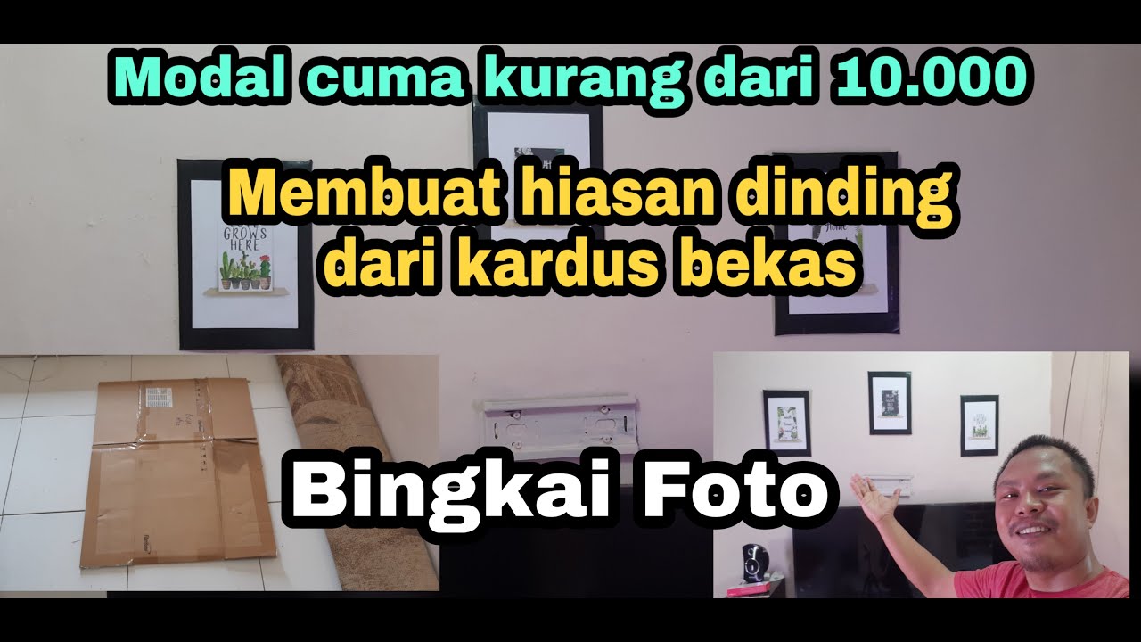 cara membuat hiasan  dinding  bingkai foto dari  kardus  bekas 