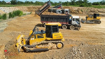 Wonderful Extreme Bulldozers Push Soils Login​​ Bury Mud​ Worker Heavy Dump Truck Unloading