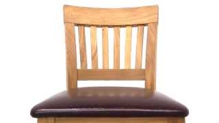 Java Solid European Oak Tan Brown Leather Seat Bar Stool