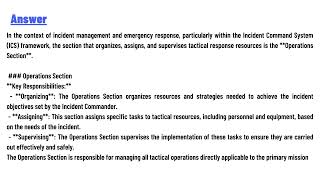 which section organizes assigns and supervises tactical response resources