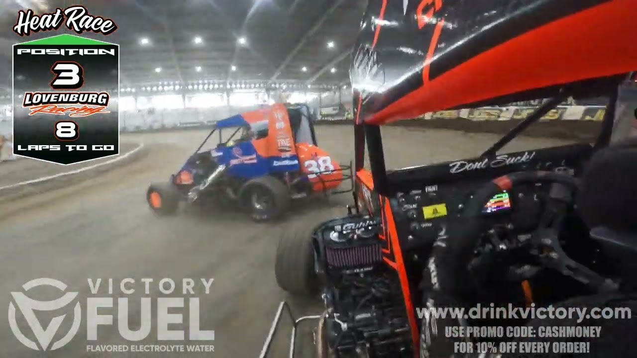 Tulsa Shootout 1-2-25 Stock Non-Wing Heat #182 5th to 1st GoPro- Cash Lovenburg