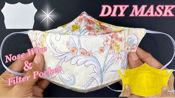 NEW STYLE DIY Face Mask with Filter Pocket & Nose Wire Removable | Easy Breath NO FOG ON GLASSES