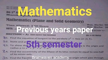 Mathematics 5th semester previous years paper plane and solid Geometry #5thsemester #guesspaper Math