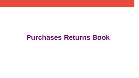 Purchases Returns Book