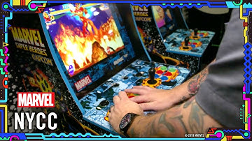 Playing a GIANT Marvel Super Heroes Cabinet from Arcade1Up at NYCC!