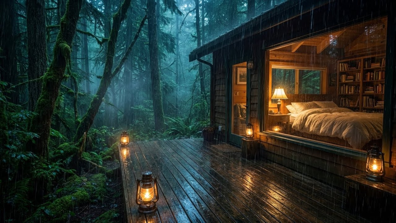 Cozy Rain Ambience | Rain Sounds for Deep Sleep | Wooden Cabin ...
