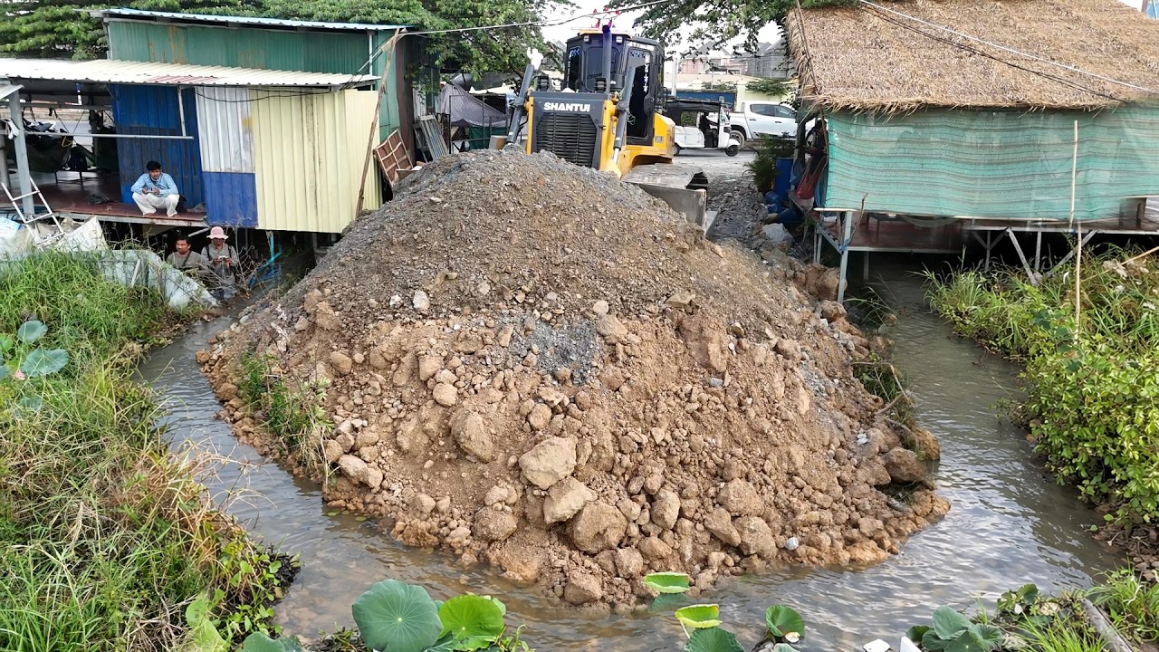 Summery Work Achieved Three Day- New  Land Transforming Project, Dozer Pushes Stone Vs Dump Truck