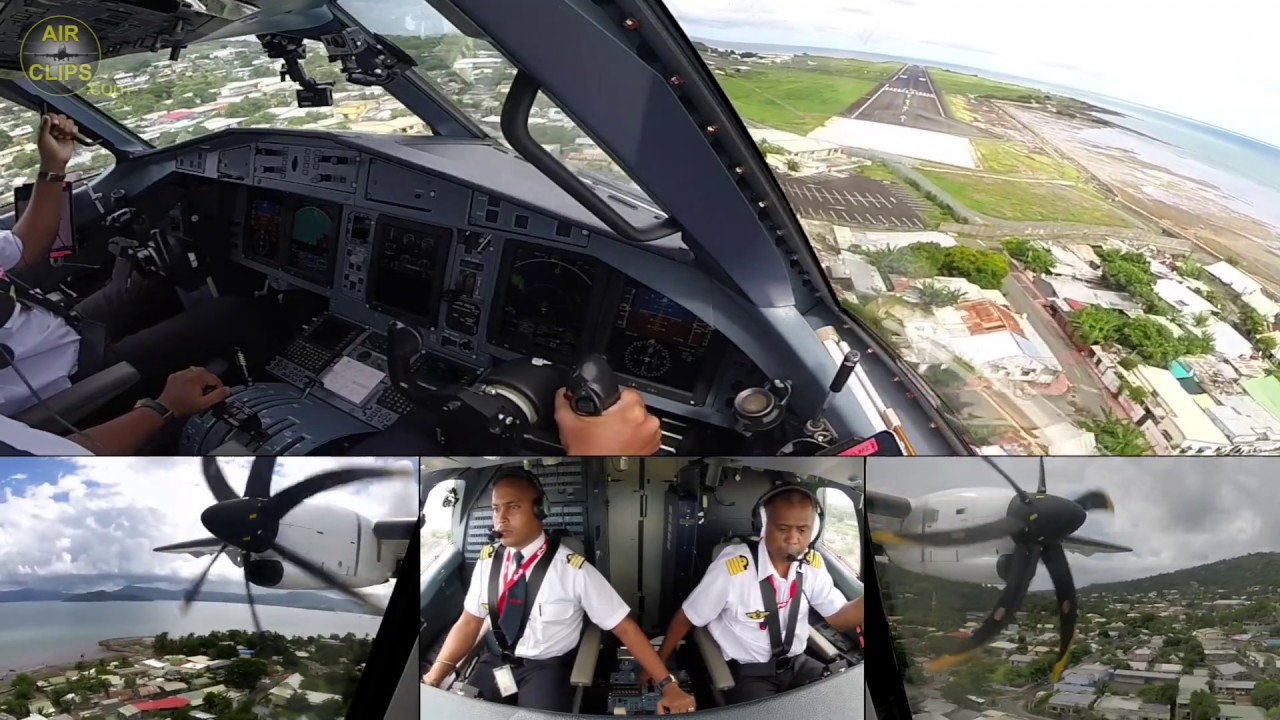 Breathtaking Mountains CLOSE to final approach! ATR 72-600 into Mayotte, Ewa Air!!! [AirClips]
