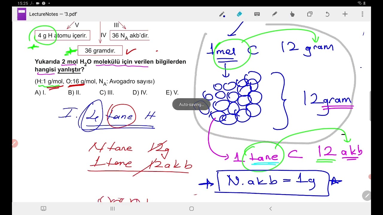 Mol akb gram  ilişkisi genel tekrar