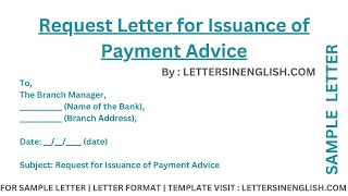 Sample Request Letter for Issuance of Payment Advice - Application for Bank Payment Advice