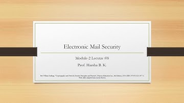Electronic Mail Security lecture #8, Prof. Harsha B K